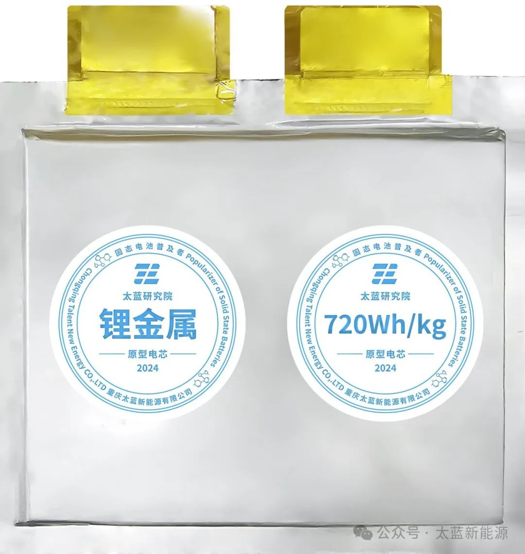 突破！太蓝新能源首发车规级720Wh/kg体型化全固态电池